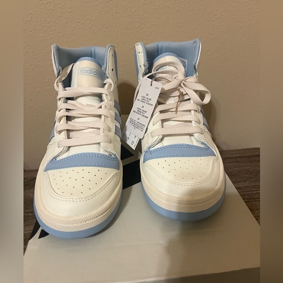 Adidas White and Light Blue High-Tops - Picture 4 of 4